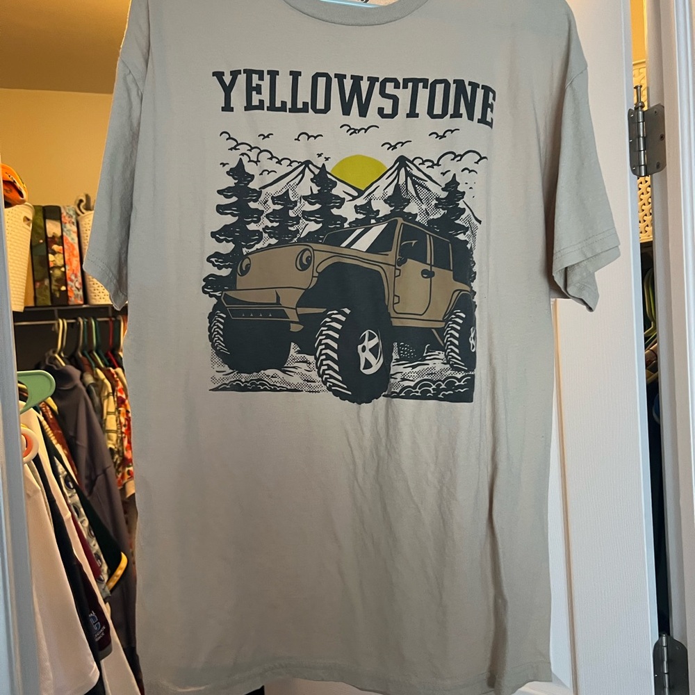 Tan Short Sleeve Tee with Yellowstone Graphic
